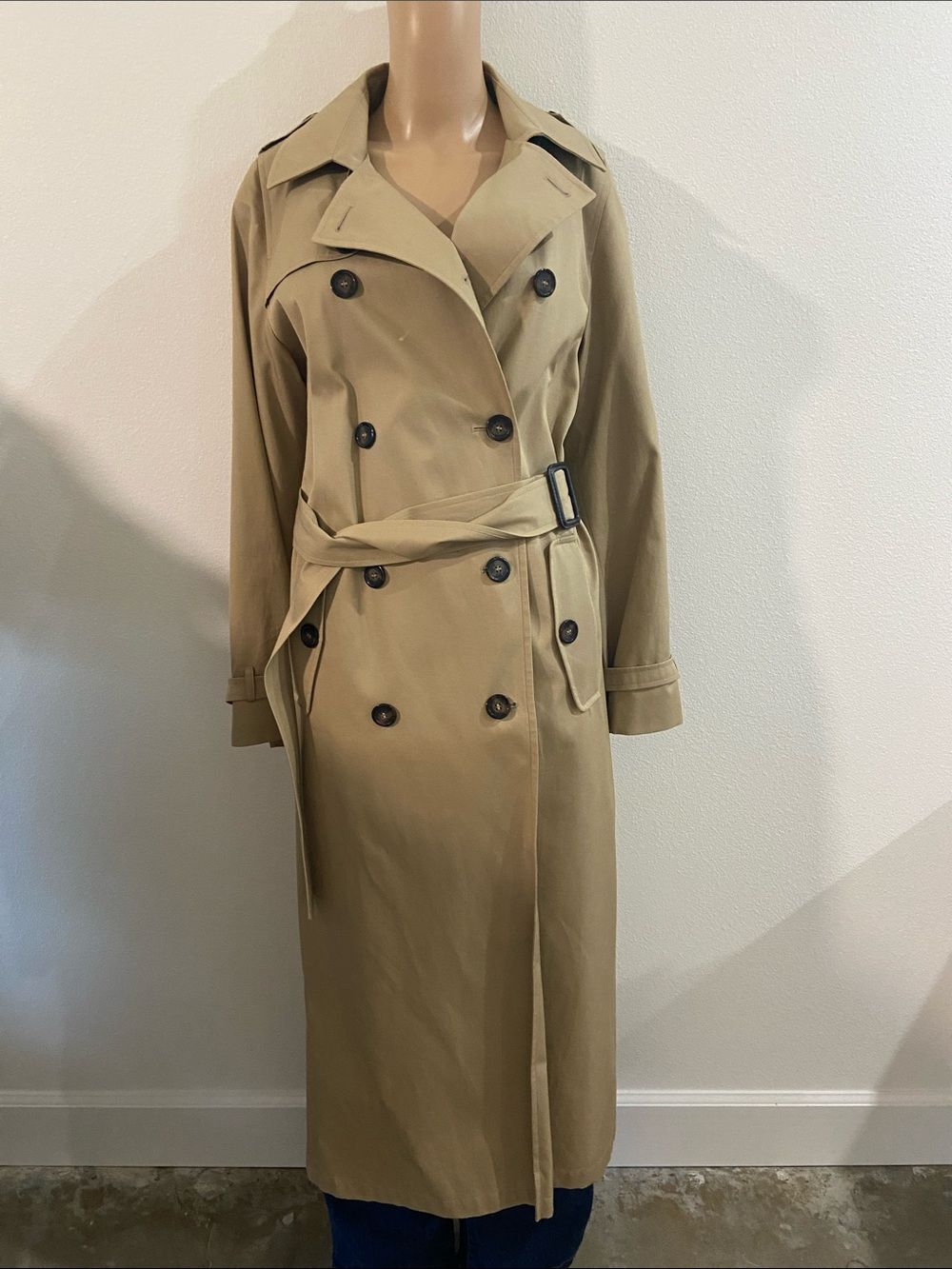 Preston & York  Cotton Classic long Tan Trench Coat Sz 4 NWT